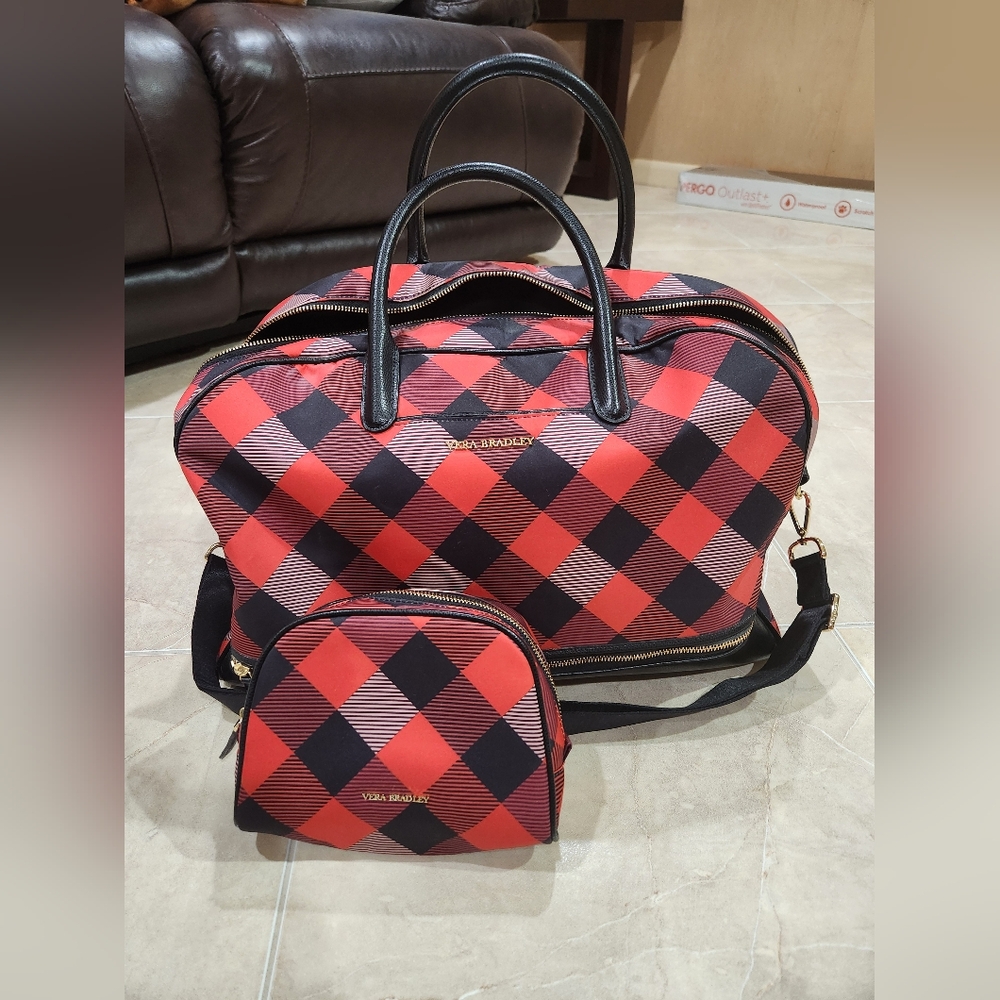 Vera Bradley Red and Black Checkered Women's Bag Set
